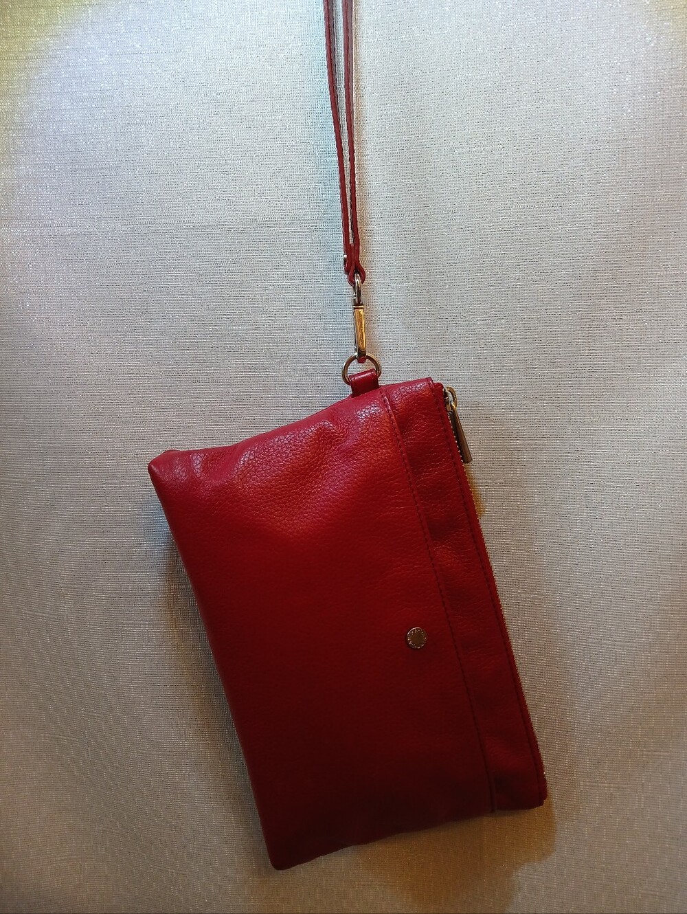 Danier Red Leather Wristlet Clutch Vintage